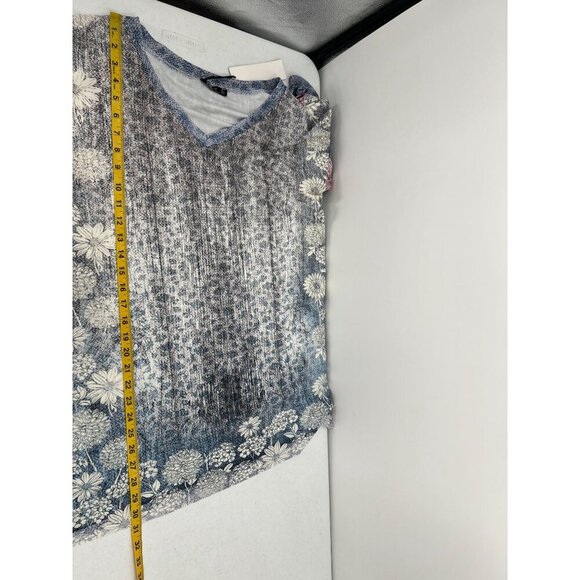 Lily By Firmiana Women Size Large Boho Floral-Print V-Neck Short Sleeve Top - Picture 7 of 9